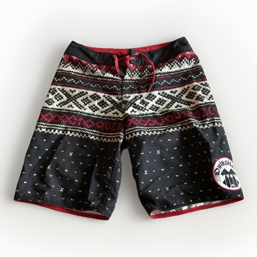 Vintage Quiksilver Board Shorts Swim Trunks Surf‎ Black Red Y2K Men’s Size 31